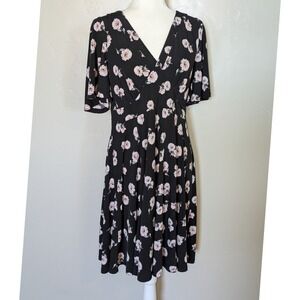Torrid Fit & Flare Floral Dress Size‎ 0 (Large) Pullon Empire Waist Mid Length